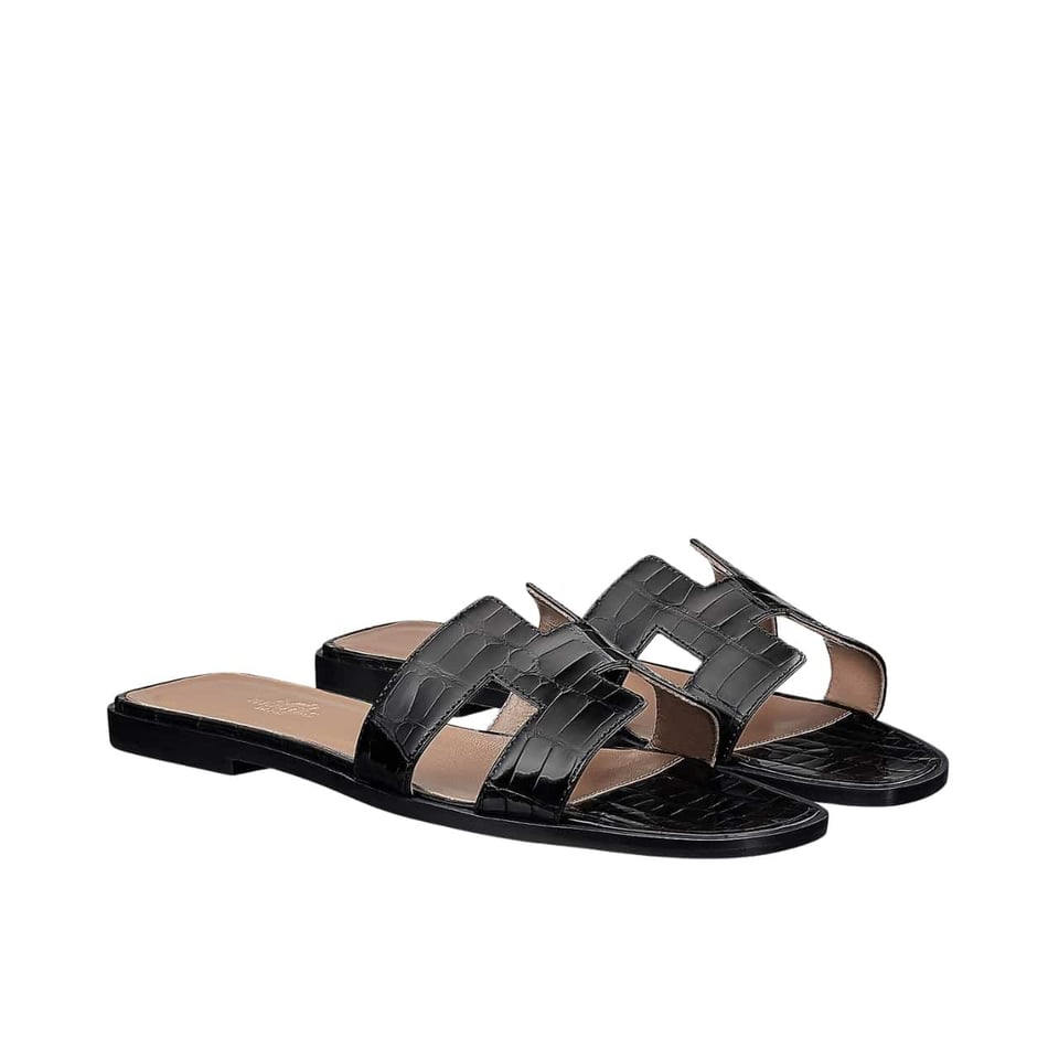 Herm?S Oran Sandal Alligator In Black H001089Z 01360 view 2
