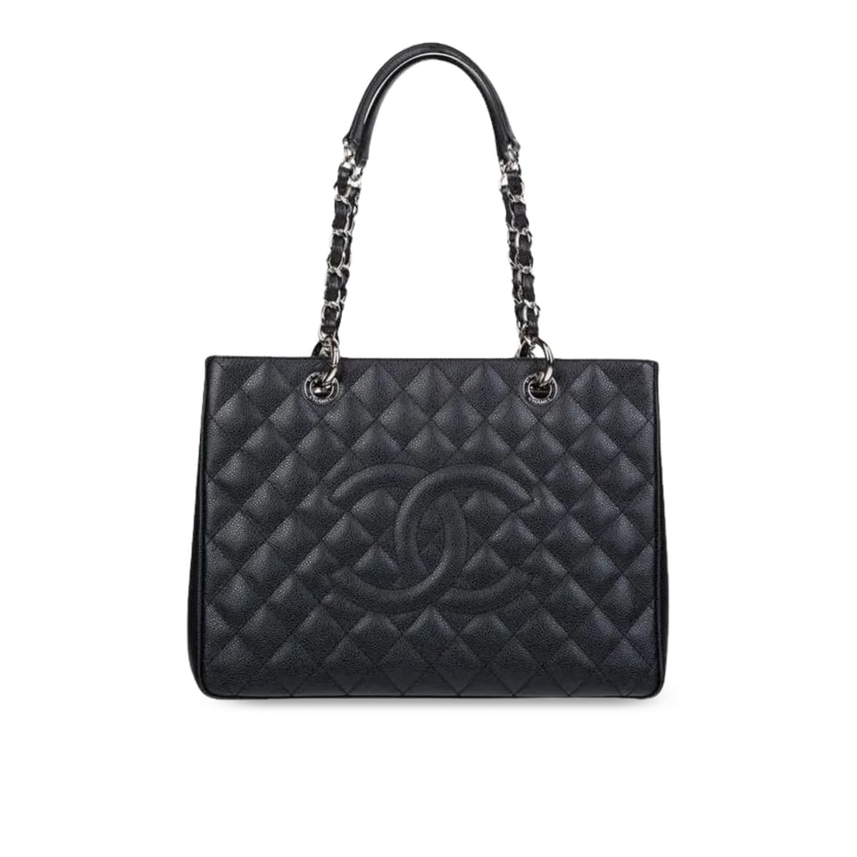 Chanel Classic Tote Bag Silver Hardware Black 34cm view 2
