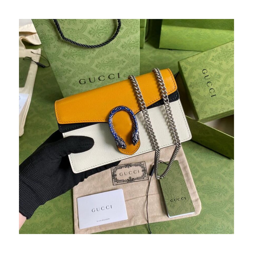 Gucci Dionysus Super Mini Bag Orange White Leather view 2