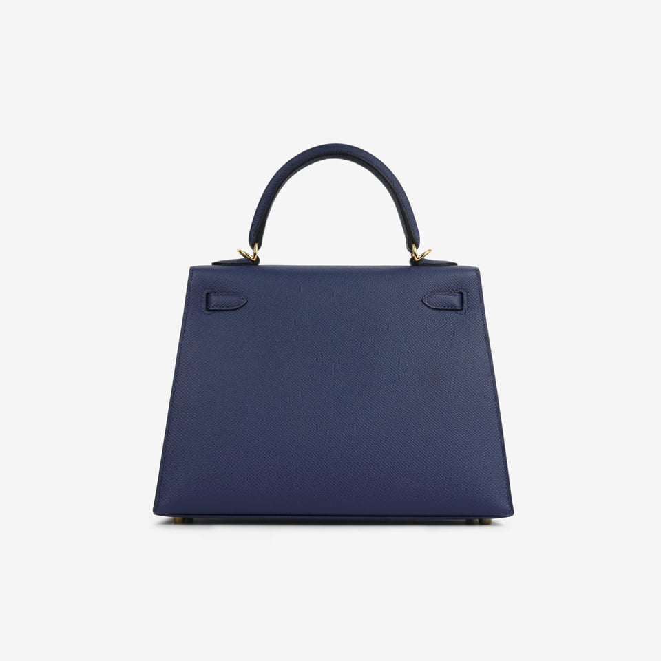 Hermes Kelly 25 Bag In Golden Bleu Navy Epsom Leather For Women 25cm/10in view 5