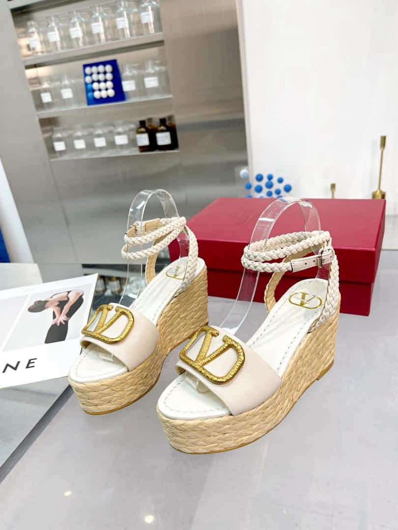 Valentino Garavani Vlogo Espadrille Platform Sandals White view 7