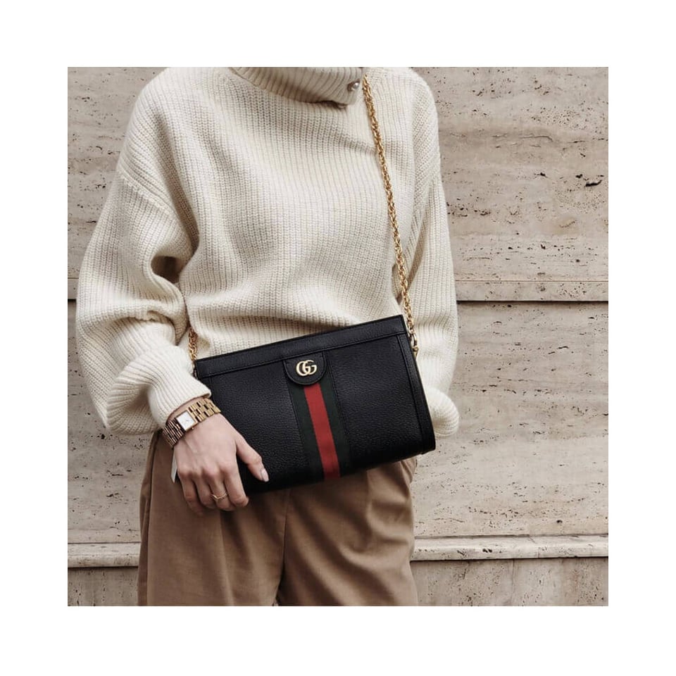 Gucci Ophidia Small Shoulder Bag in Black Leather view 8