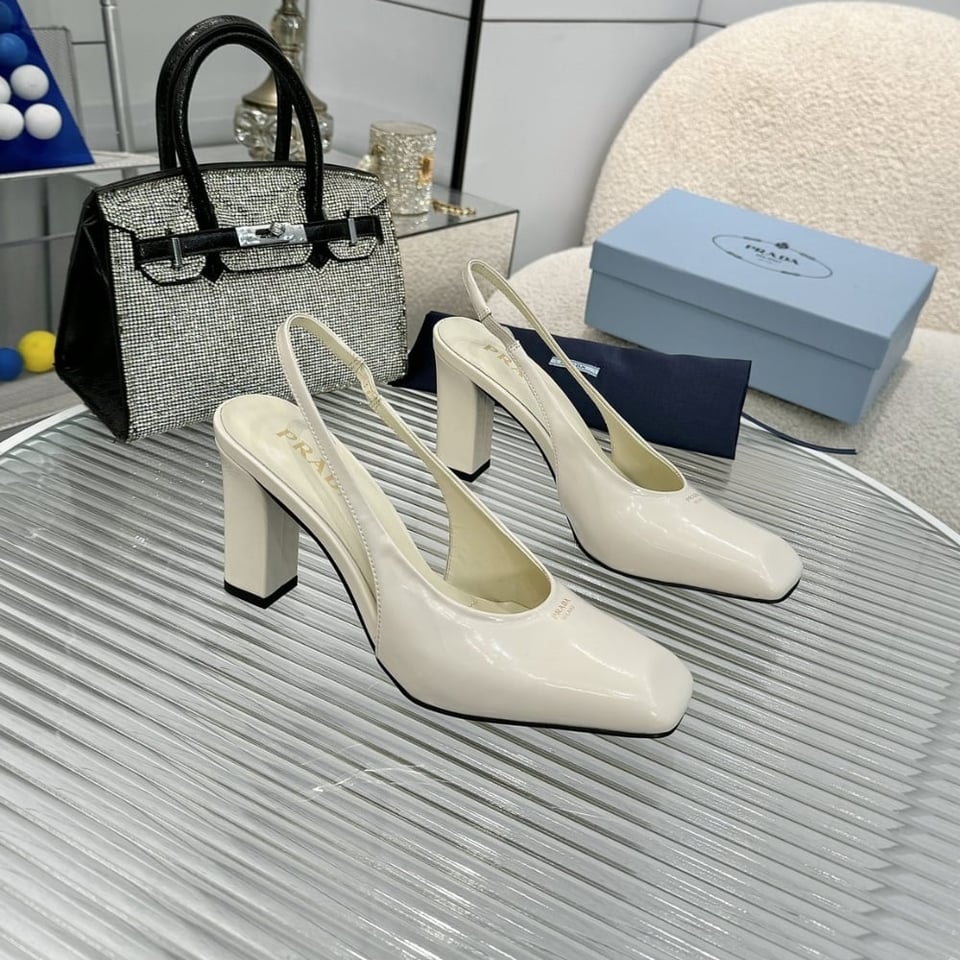 Prada Patent Leather Slingback Pumps Ivory 1I838N 069 F0304 F 085 view 3