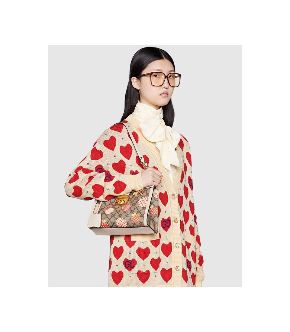 Gucci Padlock GG Heart Apple Pattern Small Shoulder Bag view 3