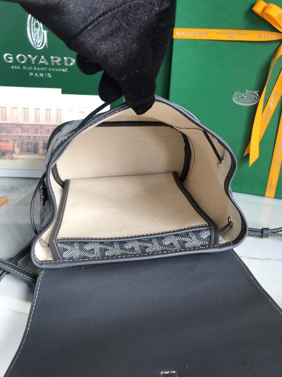 Goyard Alpin Mini Backpack 21 Cm Gray Lambskin And Goyardine Canvas view 10
