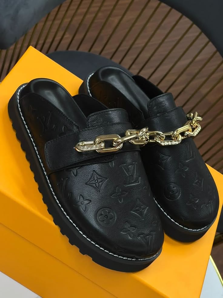 Louis Vuitton Cosy Flat Comfort Clog Monogram Embossed Black Sandals 1AB3OW view 3