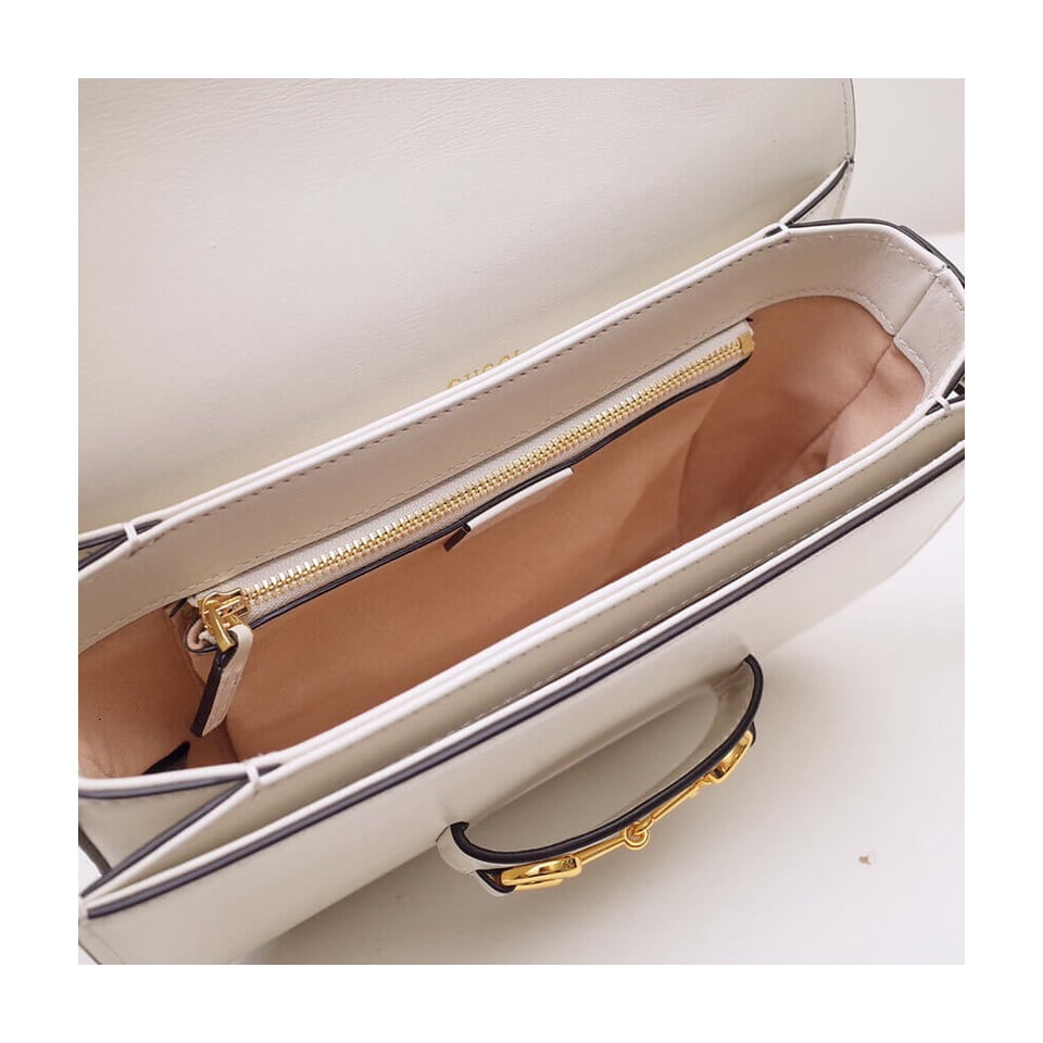 Gucci Horsebit 1955 Shoulder Bag In White Leather view 10
