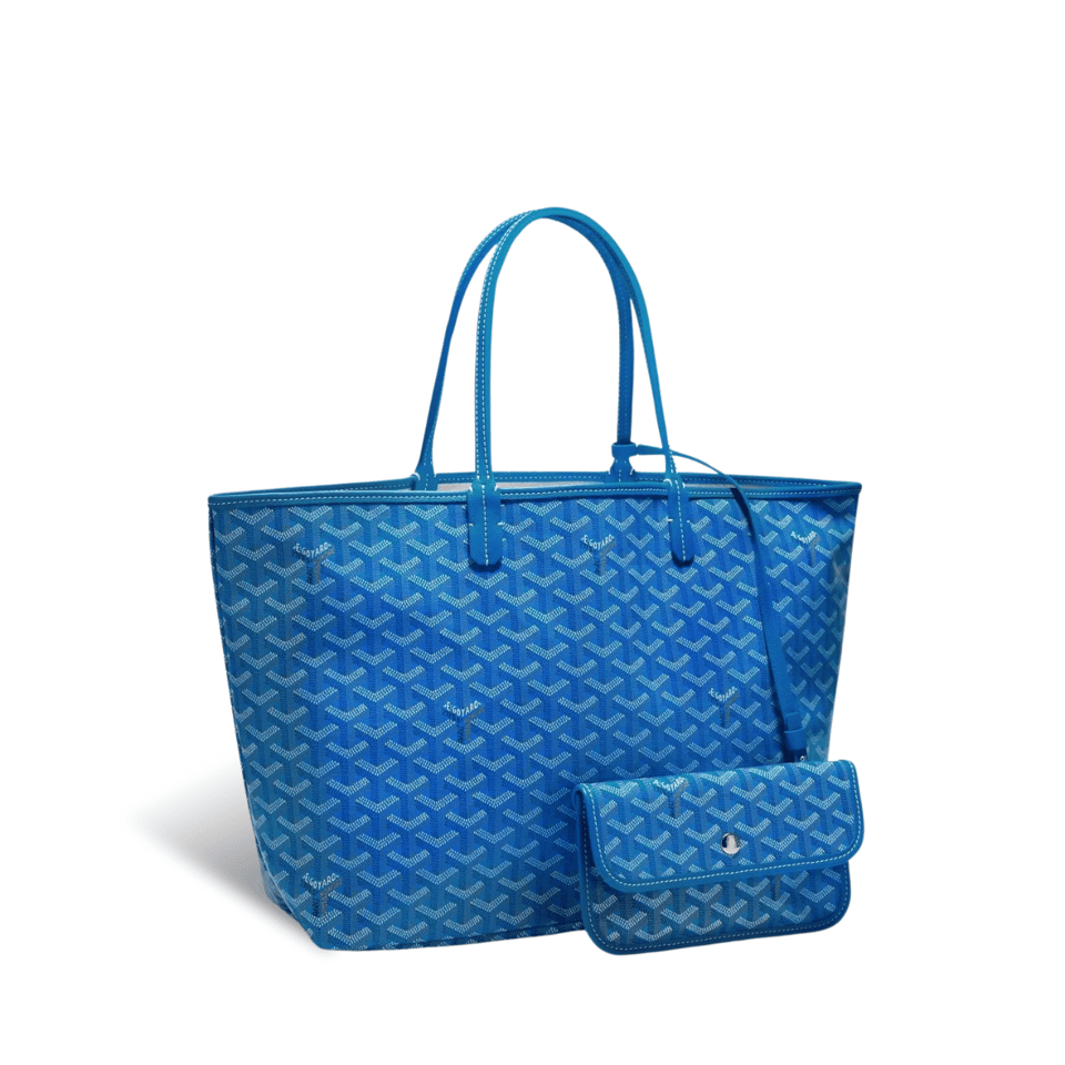 Goyard Saint Louis Pm 34Cm Blue Canvas Chevroches Calfskin view 2
