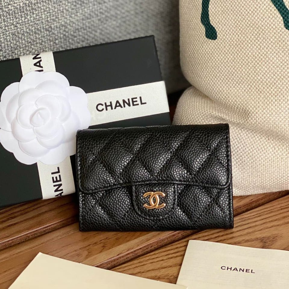 Chanel Small Wallet 11Cm Black Caviar Gold Hardware view 2