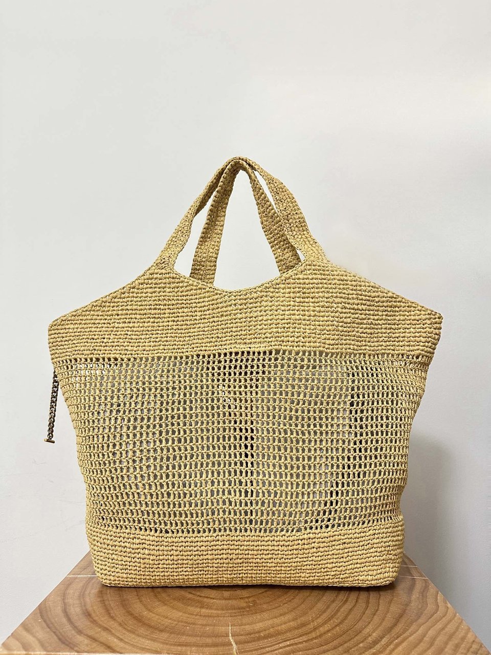 YSL Saint Laurent Icare Raffia Shopping Tote Bag – Natural Beige 43cm/ 16.9in view 8