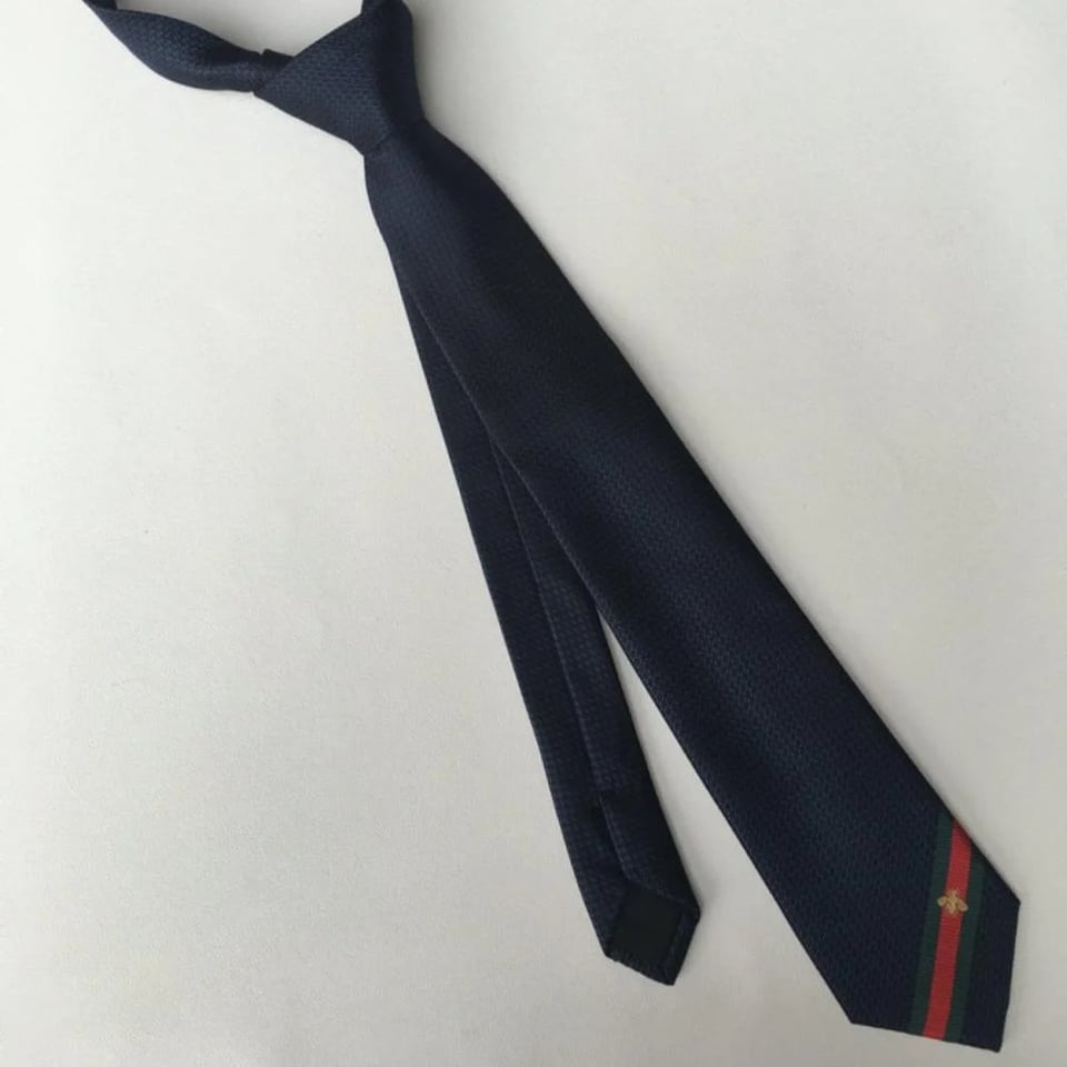 Gucci Bee Pattern Blue Canvas Tie For Men view 6