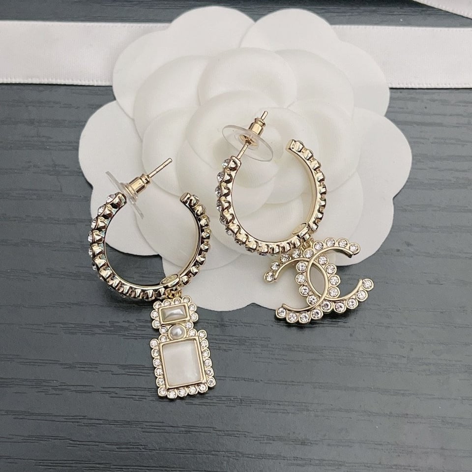Chanel Cc And Perfume Bottle Hoop Earrings view 10