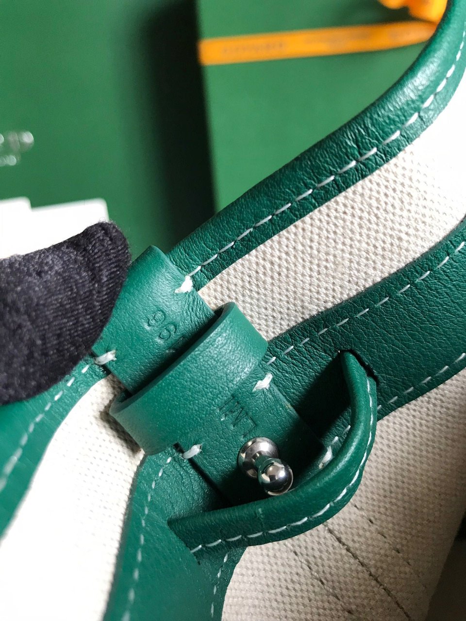 Goyard Petit Flot Bucket Bag 22 Cm Green Goyardine Canvas And Lambskin Trim view 5