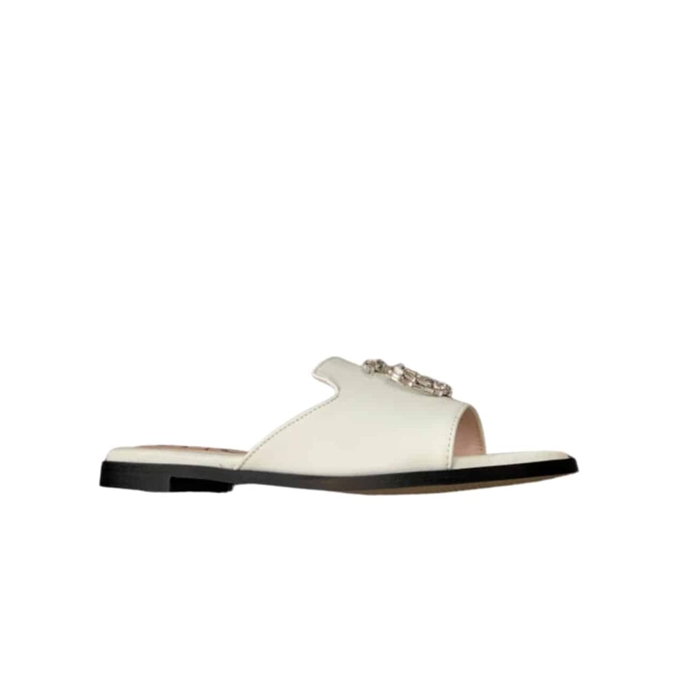Gucci Double G Slippers Leather Beaded In White view 2