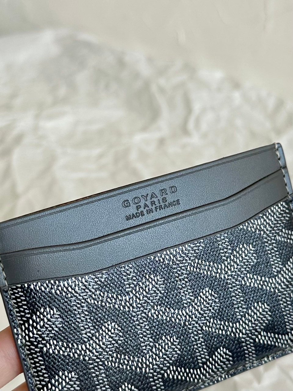 Goyard Saint-Sulpice Card Wallet 10 Cm Grey Black Goyardine Canvas And Calfskin view 5