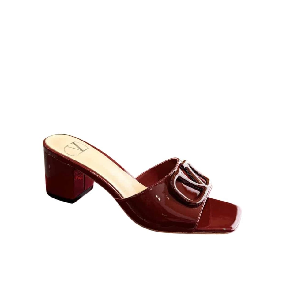 Valentino Vlogo Signature Slide Sandal Burgundy view 2