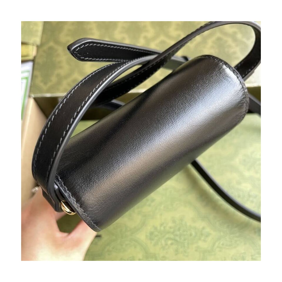 Gucci Horsebit 1955 Mini Bag in Black Leather view 10