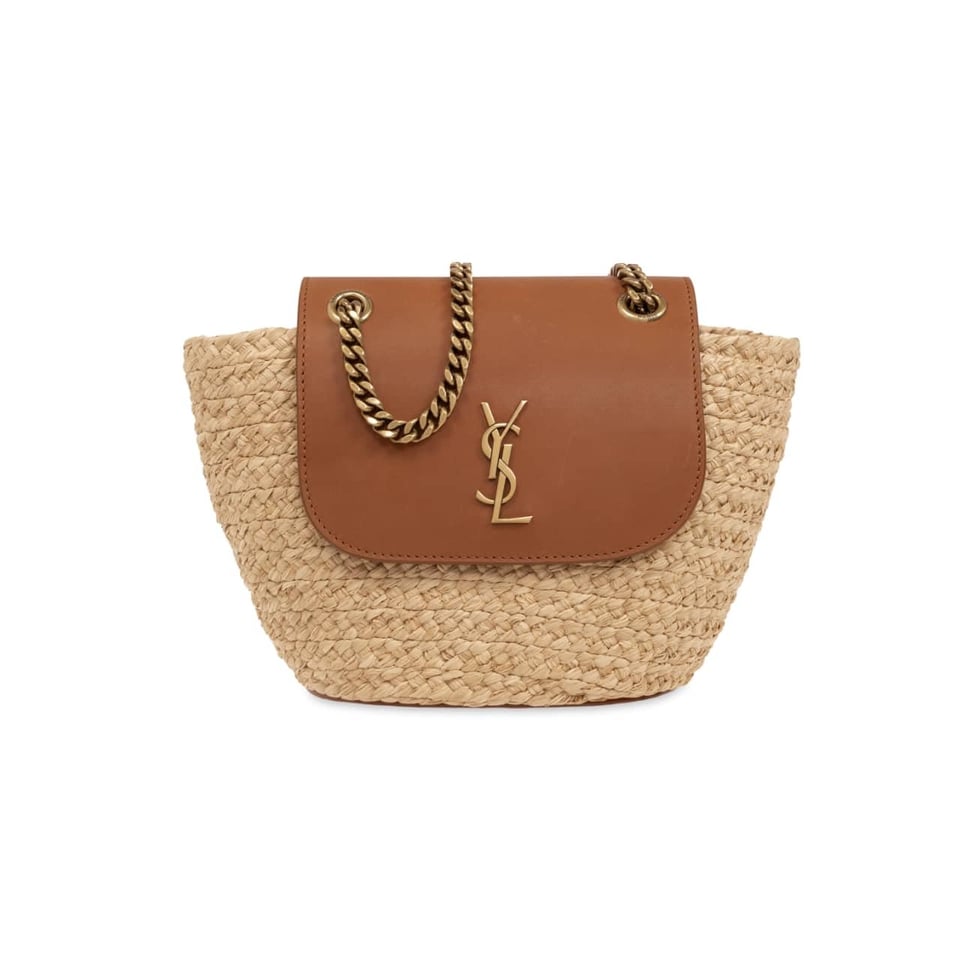 Saint Laurent Mini Manon In Raffia And Aged Vegetable Tanned Leather Naturel 23Cm view 2