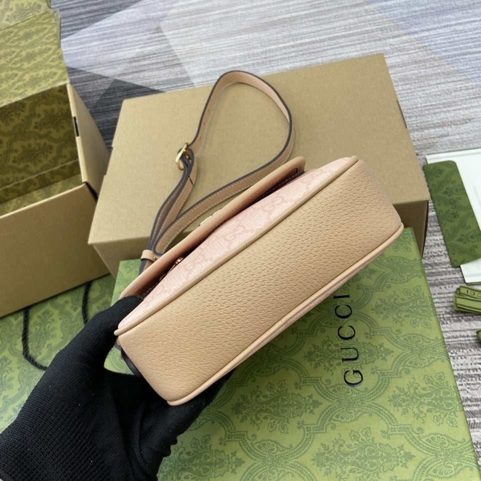 Gucci Monogram Textured Dollar Mini Ophidia Rose Pink view 8