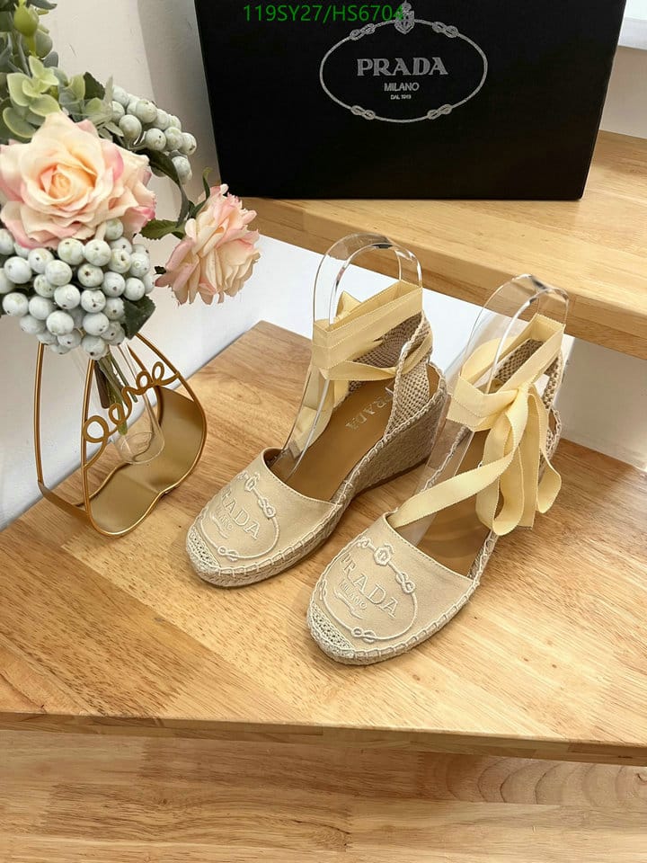 Prada Linen Espadrille Wedge Sandals Beige view 7