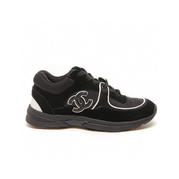 Chanel Suede Reflective Sneakers Black view 2
