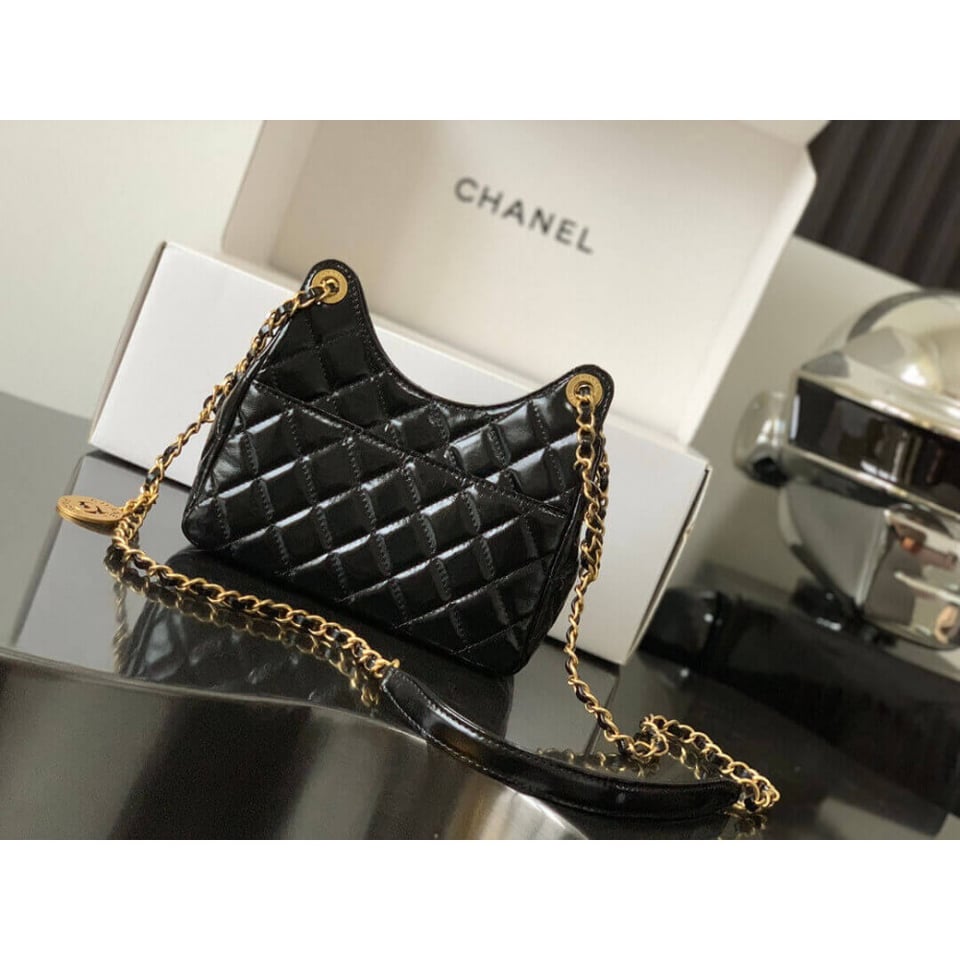 Chanel Small Hobo Bag in Shiny Crumpled Calfskin 19cm/7.5in view 5