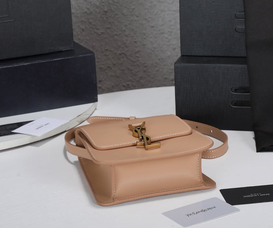 Saint Laurent Kaia North/South Satchel In Leather Beige view 5