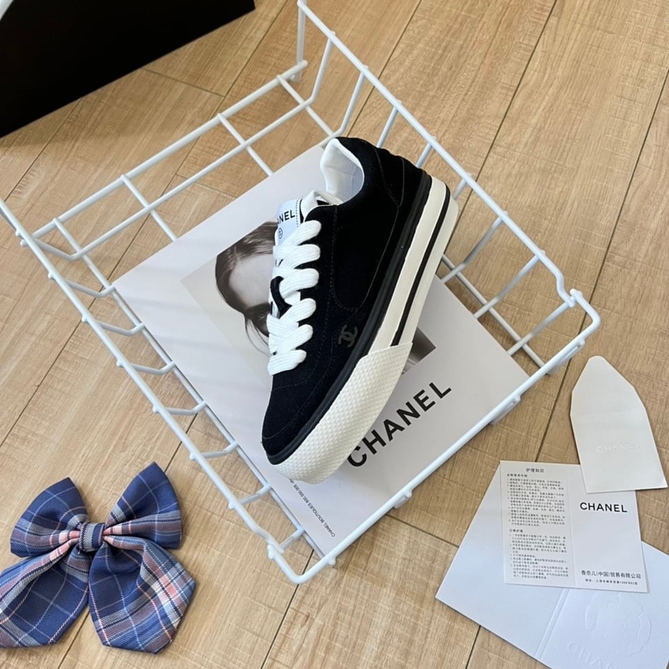 Chanel Suede Leather Runners Black view 8