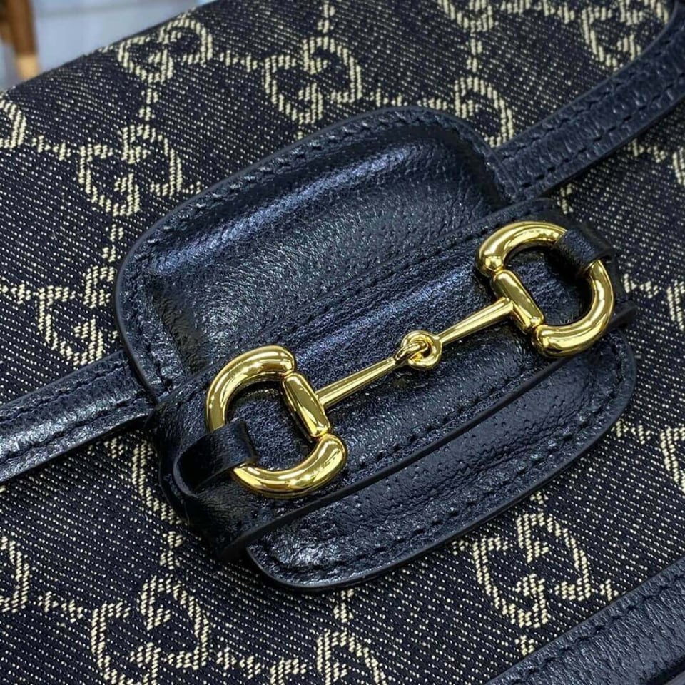 Gucci Horsebit 1955 Denim Mini Bag Black view 6