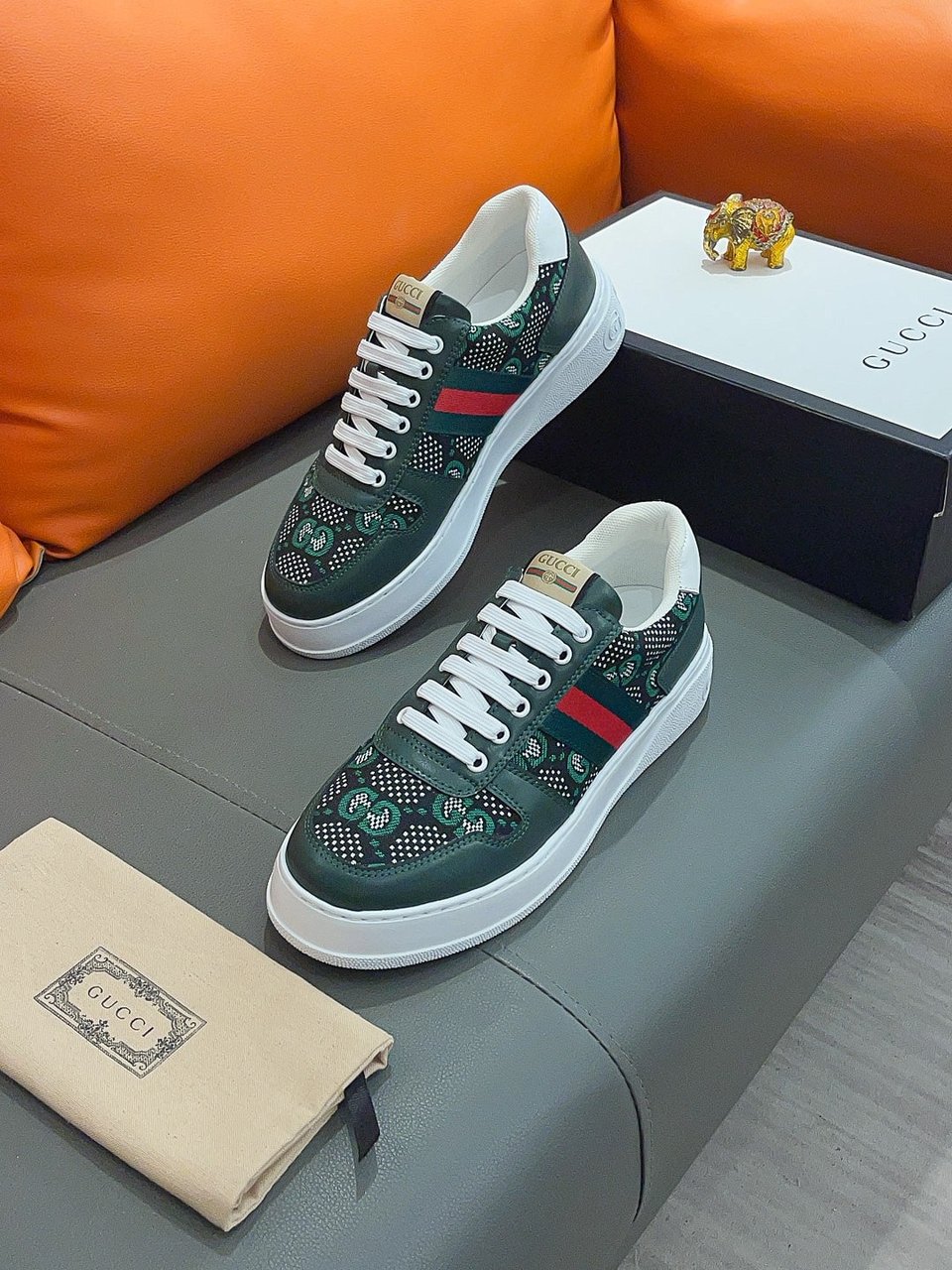 Gucci Screener Gg High Top Sneaker Leather In Green view 3