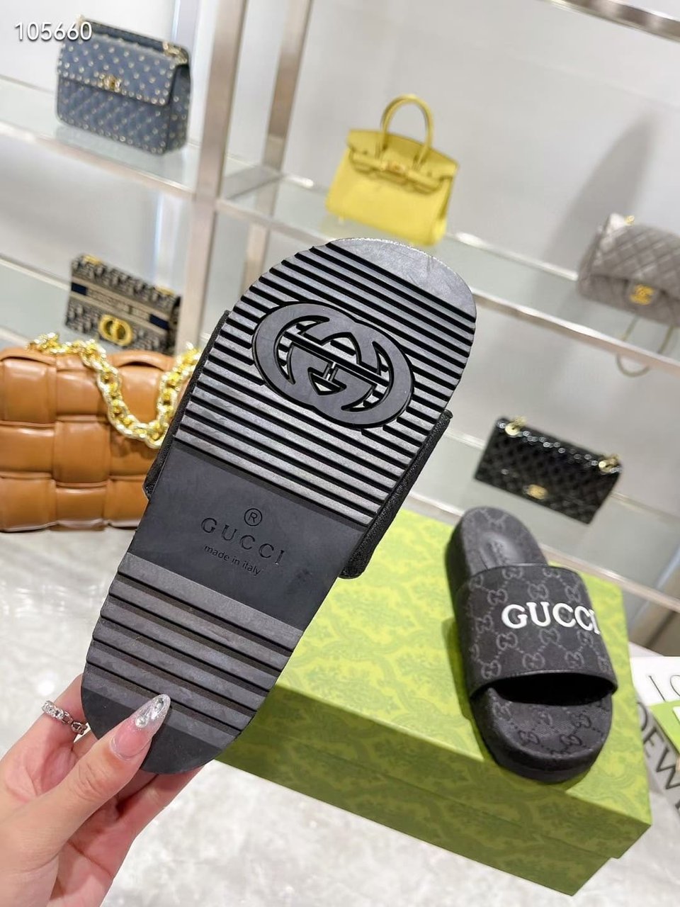 Gucci Women’S Gg Canvas Slide Sandal Black view 5