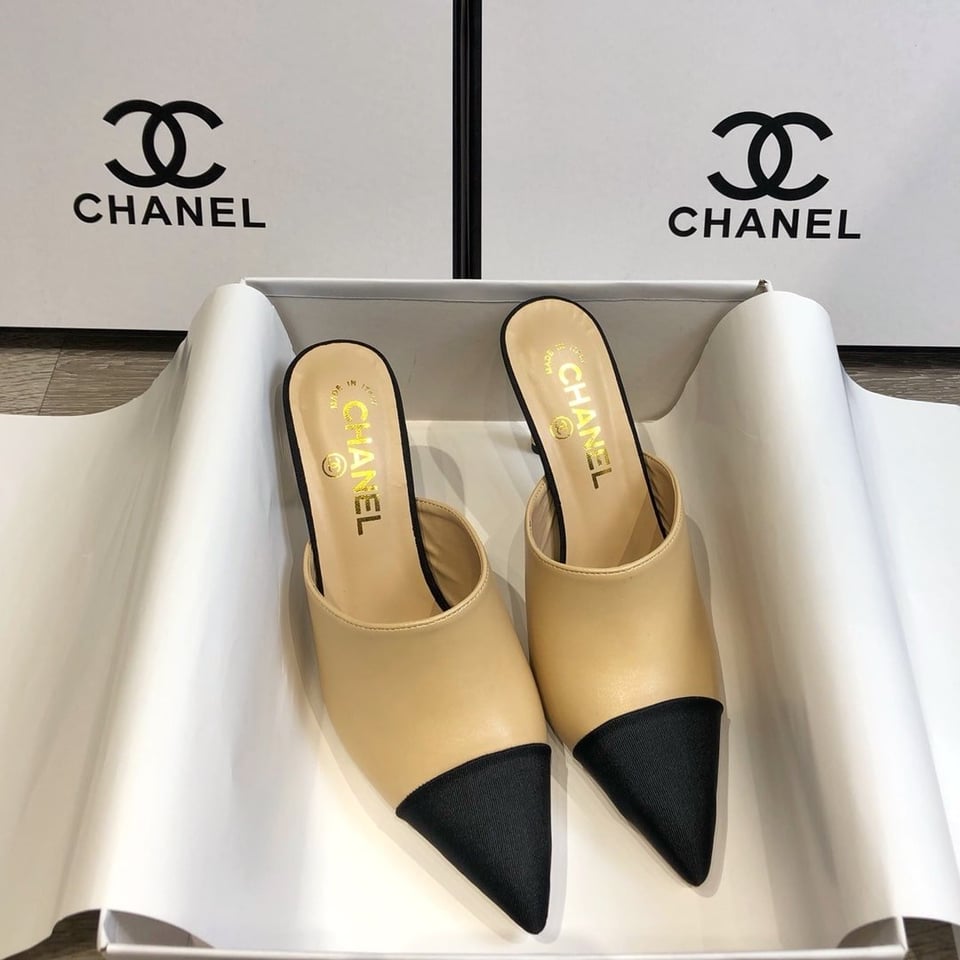 Chanel Mules Grosgrain Beige view 5