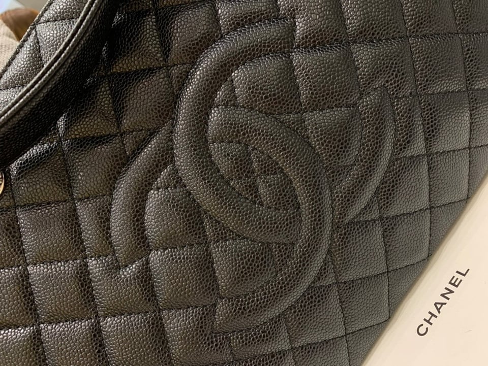Chanel Grand Shopping Tote Bag 34Cm Black Caviar Silver Hardware view 10