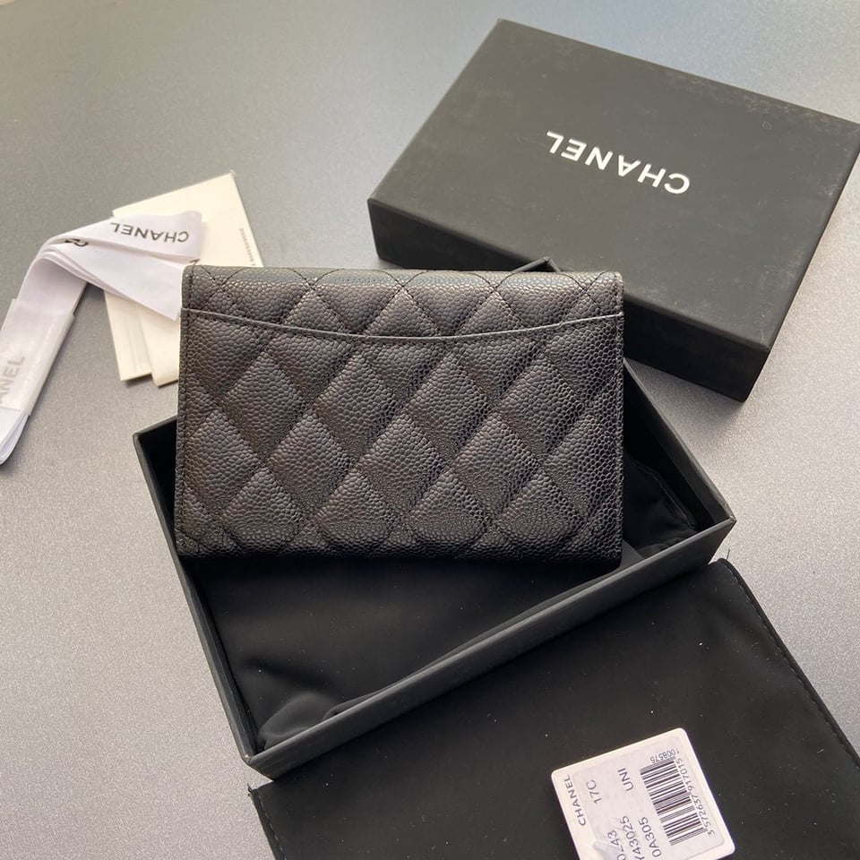 Chanel Wallet 15Cm Black Caviar Silver Hardware view 3