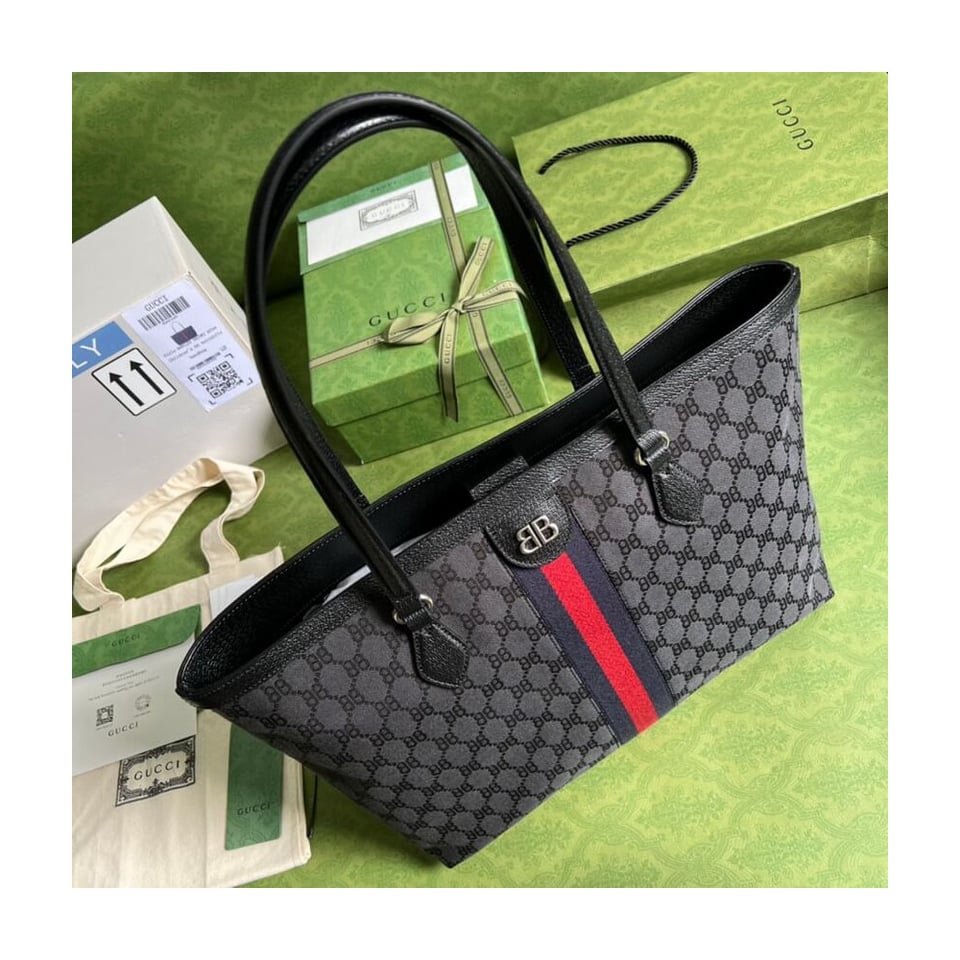 Balenciaga x Gucci Hacker Medium Tote Bag Black view 9