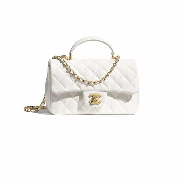 Chanel Mini Flap Bag With Top Handle White 20Cm As2431 view 2