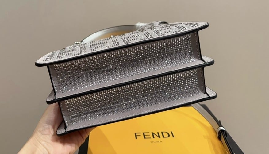 Fendi Peekaboo Iseeu Petite Silver Leather Bag With Crystal Ff Motif 21Cm view 10