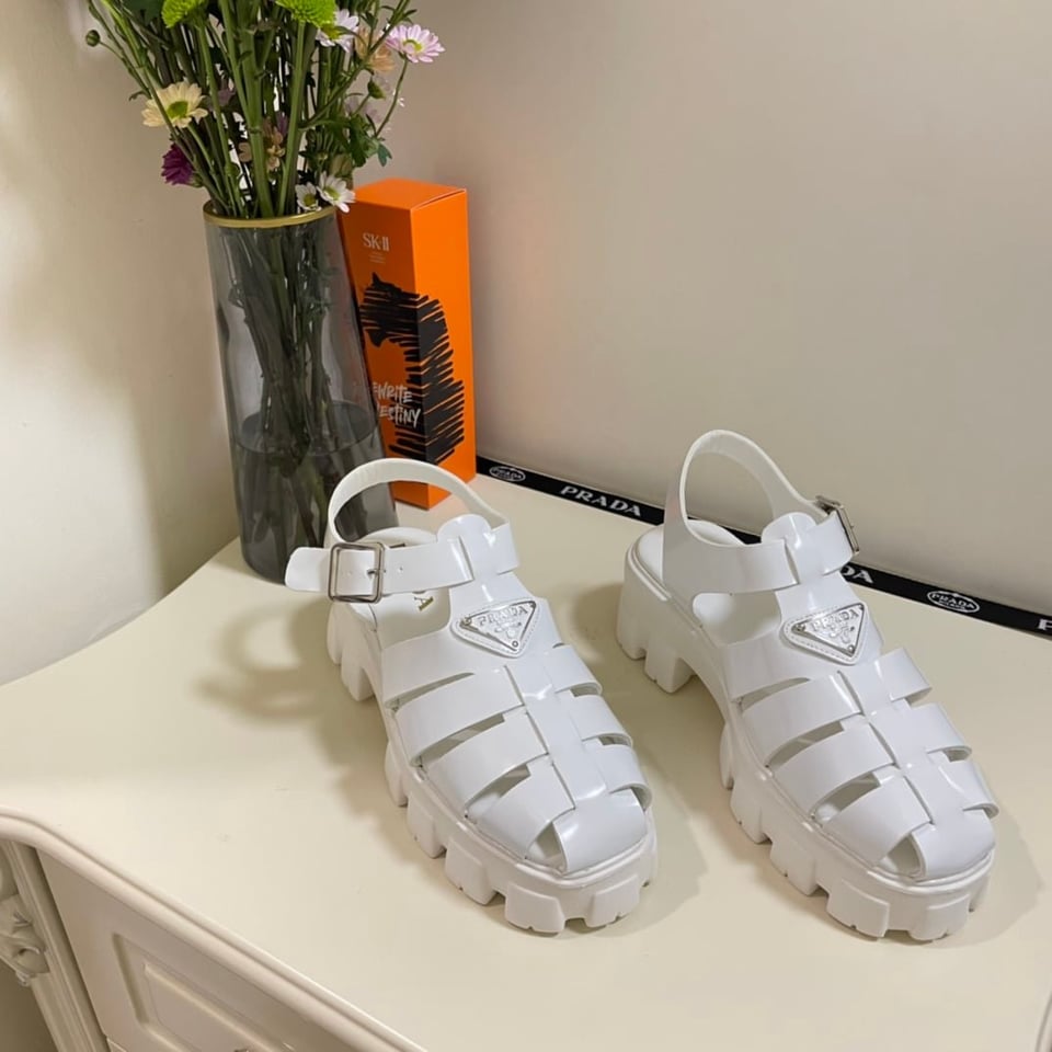 Prada Monolith Foam Rubber Sandals White 1X853M 3Lkk F0009 F 055 view 3