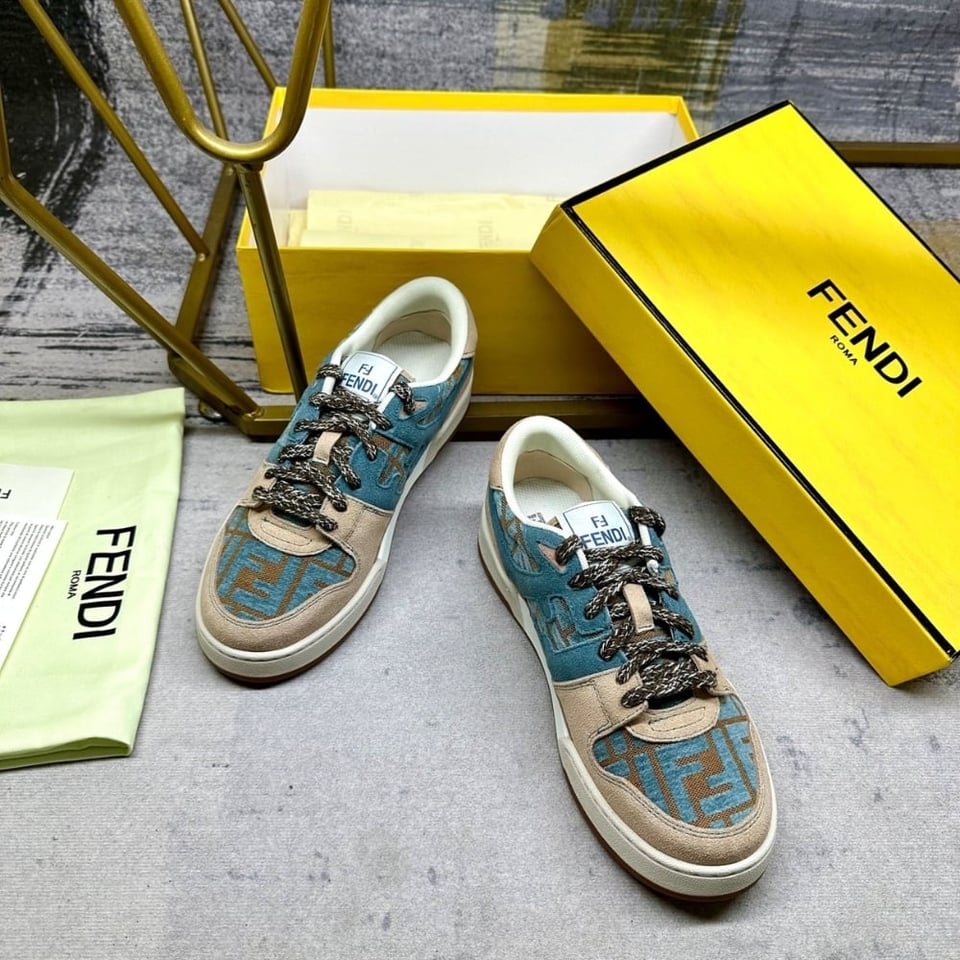 Fendi Match Sneakers Beige And Blue view 3