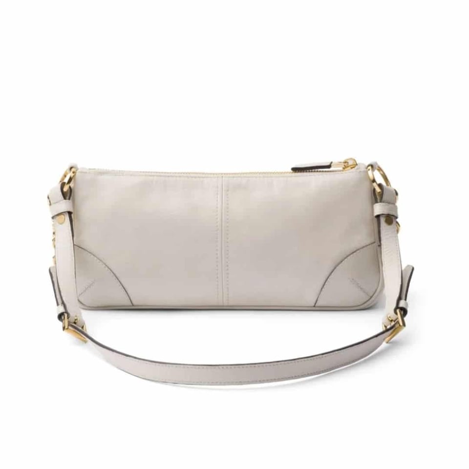 Prada Re Edition 2002 Leather Shoulder Bag White 23Cm view 3