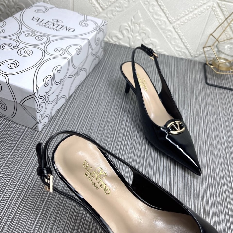 Valentino Vlogo The Bold Edition Slingback Pumps In Patent Leather 60Mm In Black view 8
