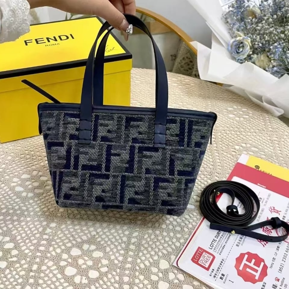 Fendi Roll Mini Ff Chenille Bag Dark Blue 16Cm view 10