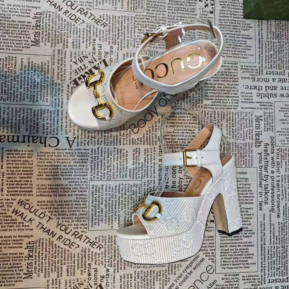Gucci Horsebit Platform Sandal Gg Embellished ?White view 9