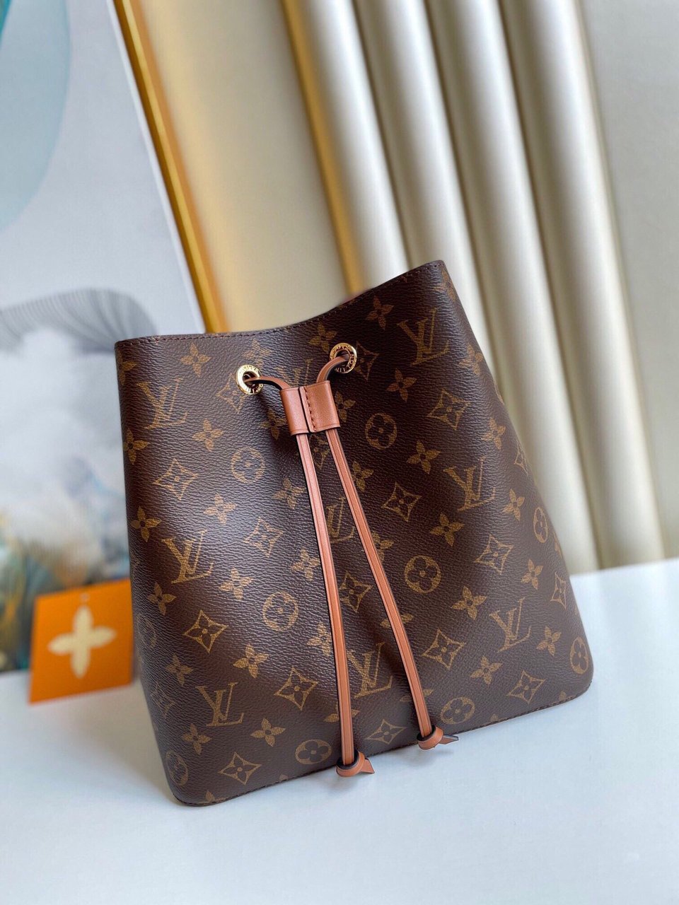 Louis Vuitton Luxury Monogram Canvas And Leather Handbag Neonoe Caramel view 6