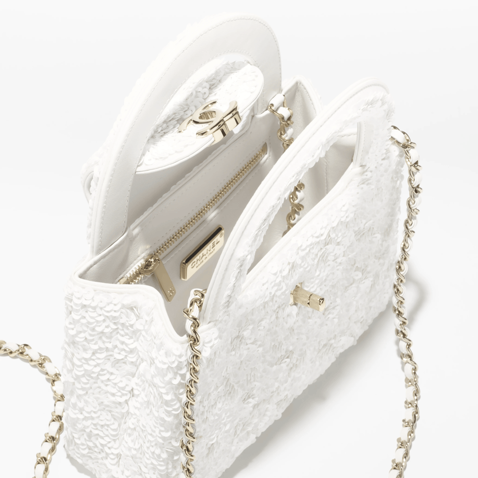 Chanel Mini Sequin Handbag White 19cm/7.5in view 4