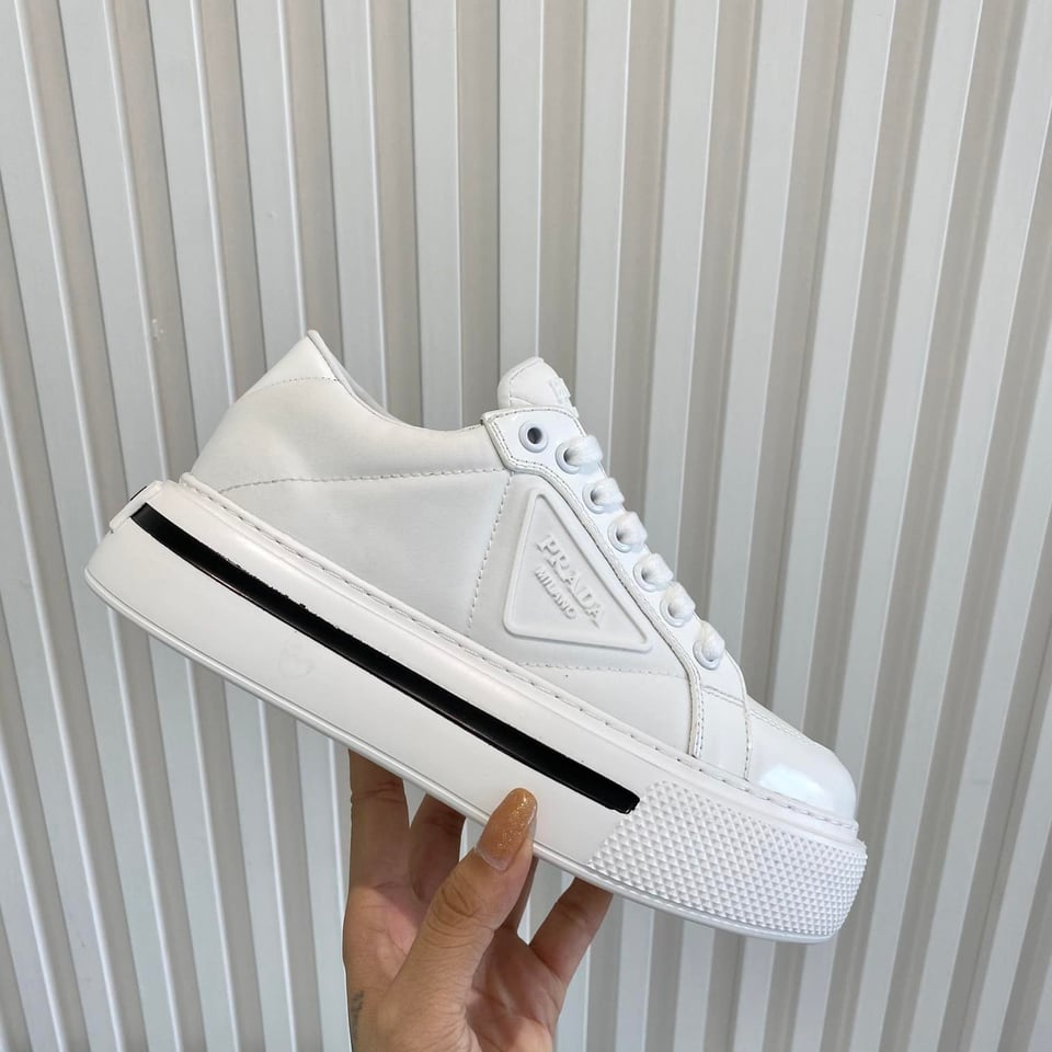 Prada Macro Re-Nylon And Brushed Leather Sneakers White 2Eg3763Lf5F0009 view 4