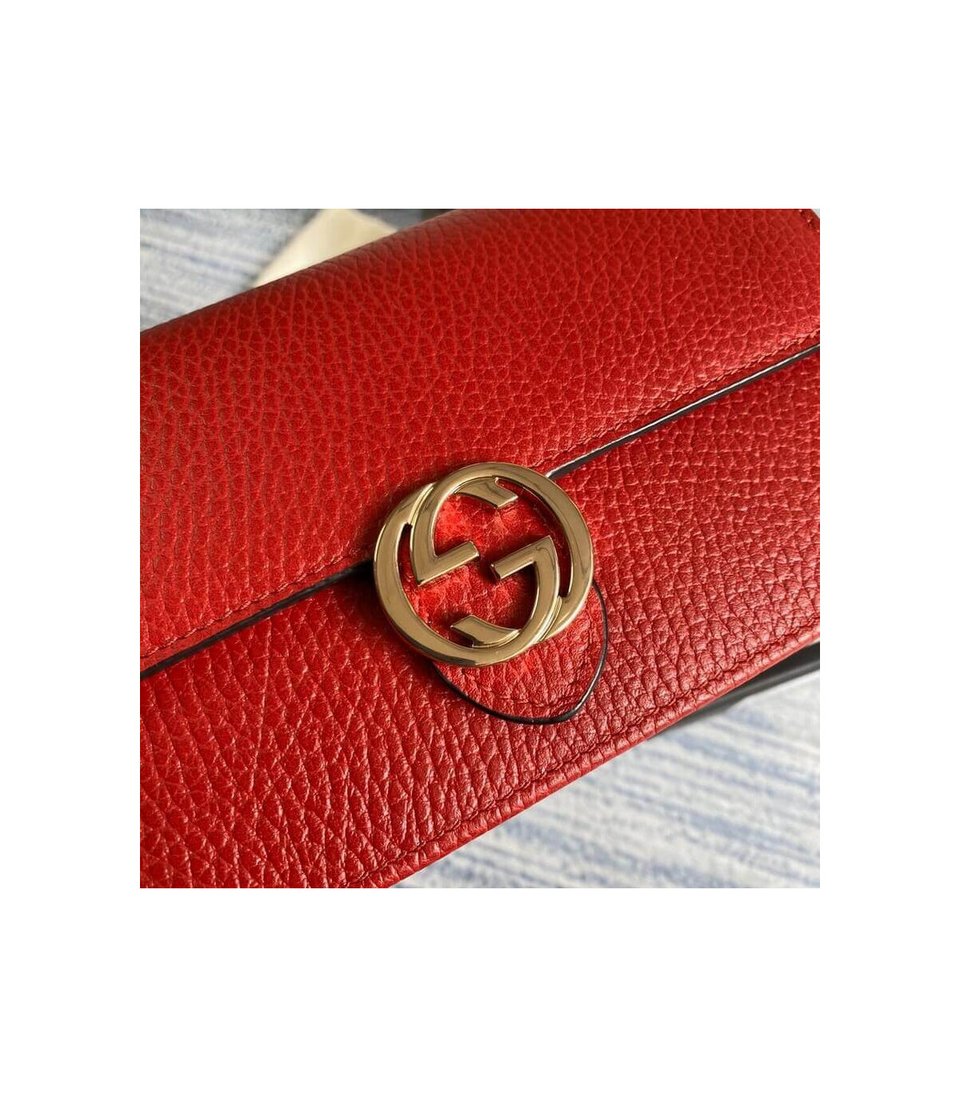Gucci GG Interlocking Wallet On Chain Red view 9