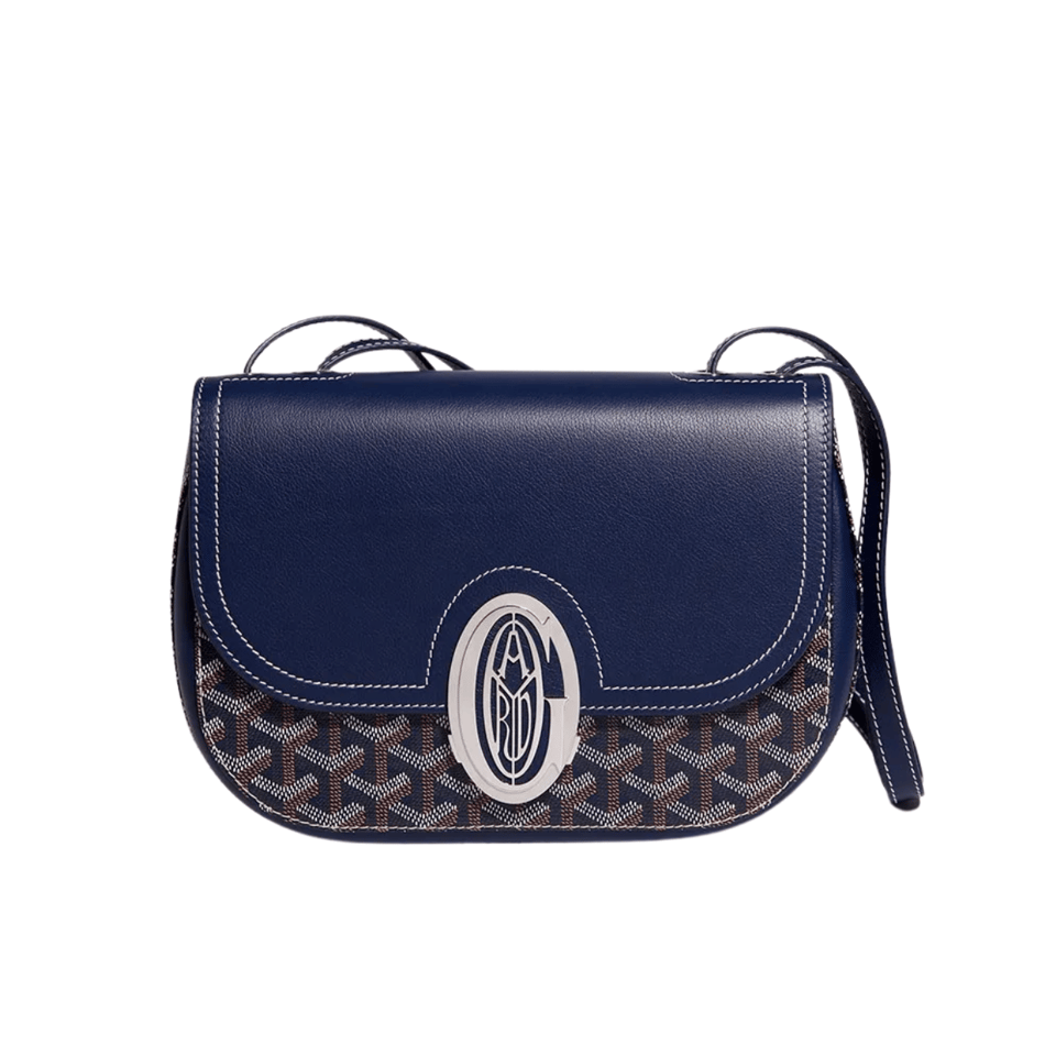 Goyard 233 Bag 25 Cm Navy Blue Calfskin And Goyardine Canvas 25cm view 2