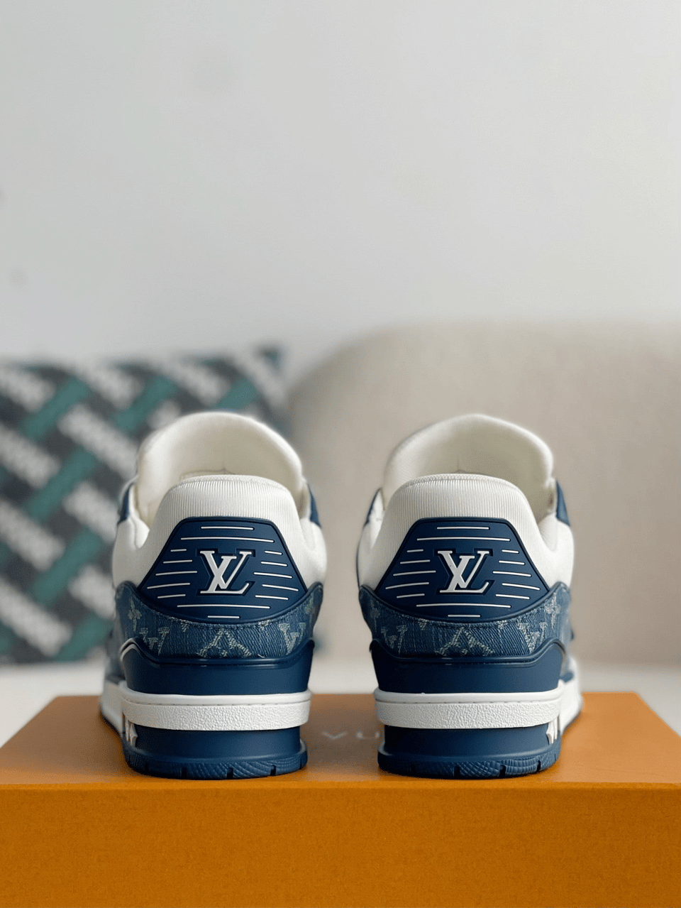 Louis Vuitton LV Trainer Sneaker Monogram Canvas Blue Virgil Abloh for Men view 8