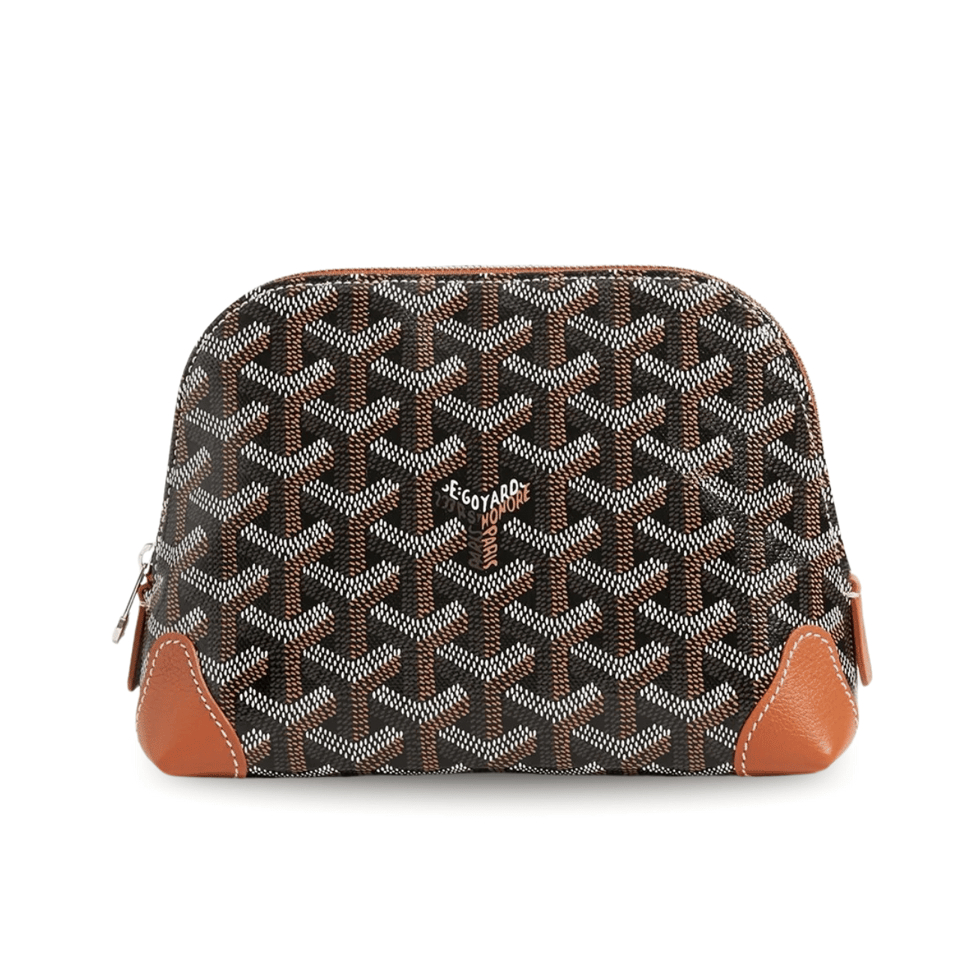 Goyard Vendôme Cosmetic Pouch 17cm Black Goyardine Canvas And Tan Calfskin Trim view 2